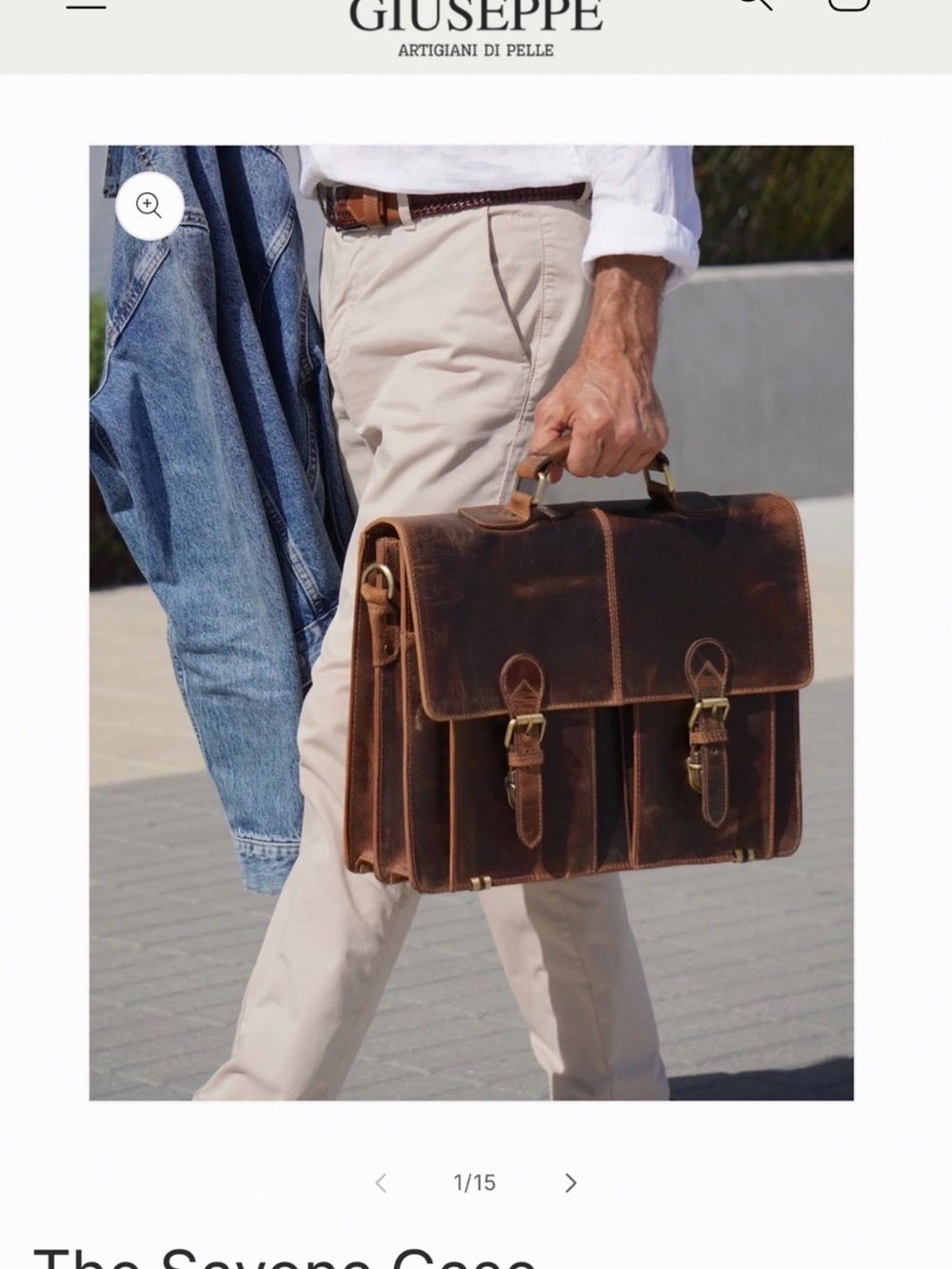 Brown Leather Briefcase - Classic Men's Bag